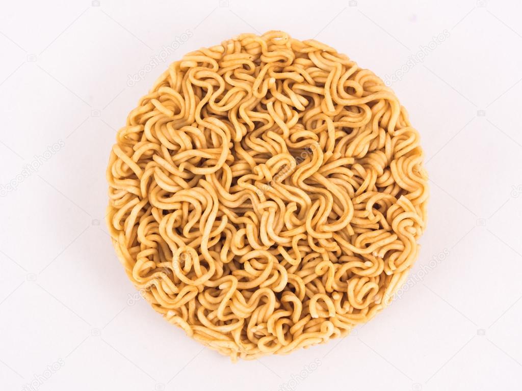 Raw instant noodle on white background