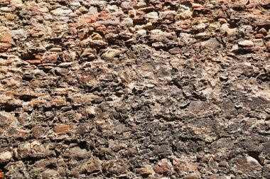 Wall, unworked stone masonry, red-brown color, Wall fragment, Background, textures