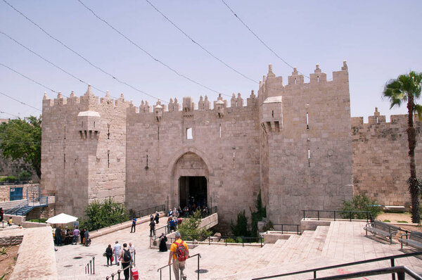 Джерси, Израиль - 14 июня 2016 года: ворота Дамаска в старом городе в Джерси, Израиль