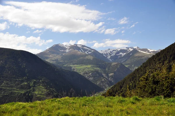 Idyllic picture. Mountain range with snow-capped peaks. Principality of Andorra.