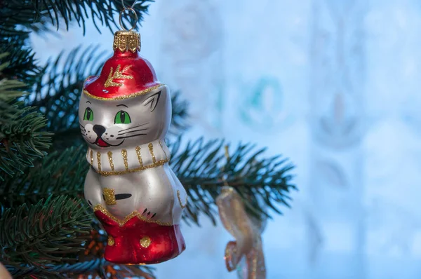 Gato Con Botas Juguete Árbol Navidad Año Nuevo —  Fotos de Stock