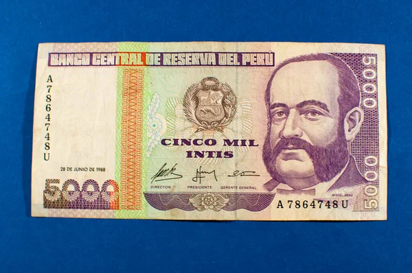 공화국 Macro Banknotes 5000 Inti — 스톡 사진