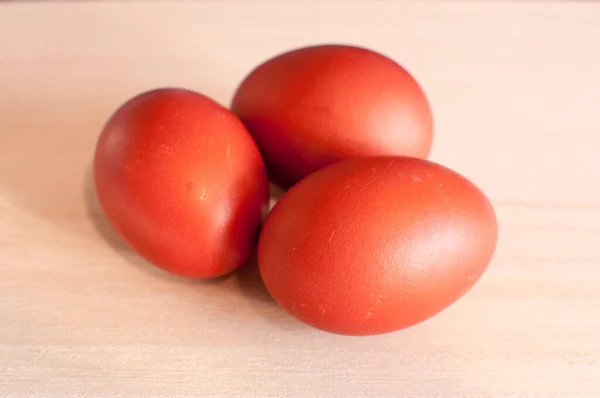 Semana Santa Tres Huevos Pascua Sobre Fondo Claro Primer Plano — Foto de Stock