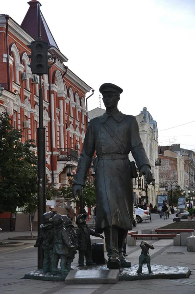 Скульптура Дядя Штьопа Полицейский Вересня 2017 Року Казані Росія — стокове фото