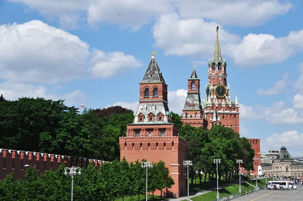 Des Tours Kremlin Gros Plan Panorama Jour Printemps Moscou Russie — Photo