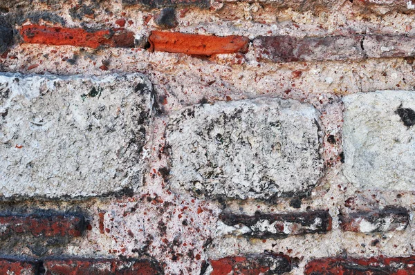 Fondo Textura Pared Está Construida Grandes Bloques Piedra Ladrillos Rojos —  Fotos de Stock