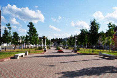 Odaklanmamış kare arkaplan. Soyut bulanıklık. Bokeh. Yaz günü