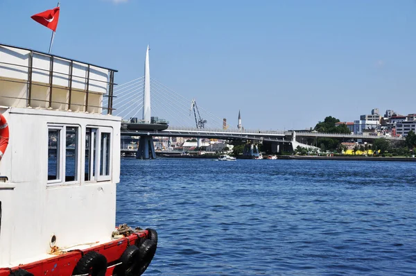 Vista Panorâmica Ponte Metro Istambul Vista Baía Golden Horn Julho — Fotografia de Stock