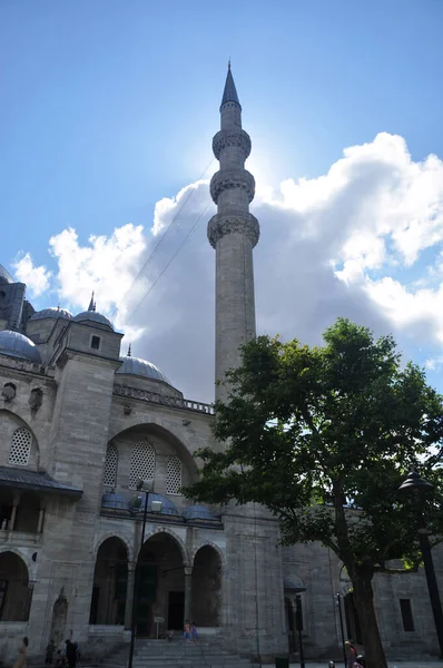 Panorámás Kilátás Nyílik Mecset Minaret Nyári Nap Isztambulban 2021 Július — Stock Fotó