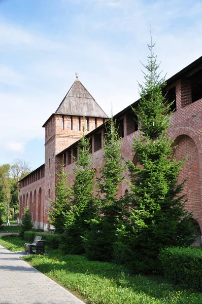 Veduta Delle Mura Del Cremlino Della Città Smolensk Vecchio Muro — Foto Stock