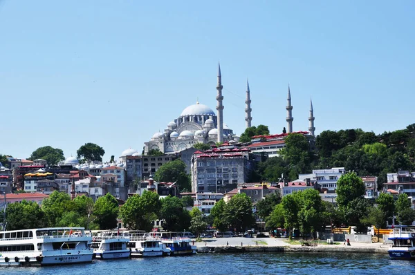 Panoramic View Istanbul Panorama Golden Horn Bay Coastline Ships Residential — Stock Photo, Image