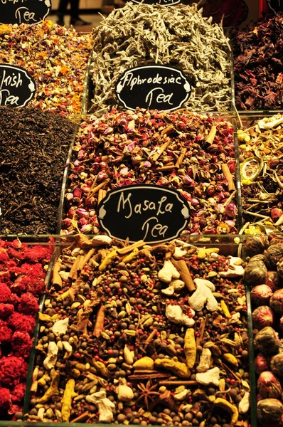 Différents Types Thés Aux Fruits Vente Thé Bazar Istanbul — Photo