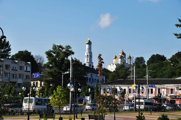 Panorama Cidade Bryansk Vista Rua Cidade Cúpulas Igreja Julho 2021 — Fotografia de Stock