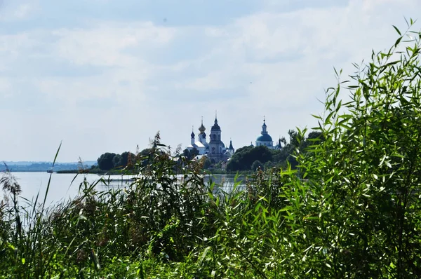Panorama Lac Avec Églises Vue Sur Lac Les Dômes Des — Photo