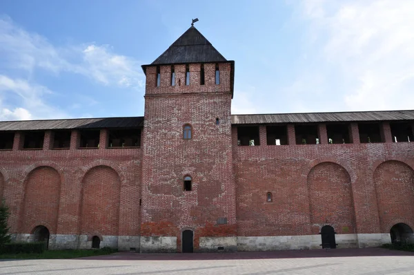 Parede Fortaleza Parede Com Uma Torre Janelas Uma Porta Parede — Fotografia de Stock