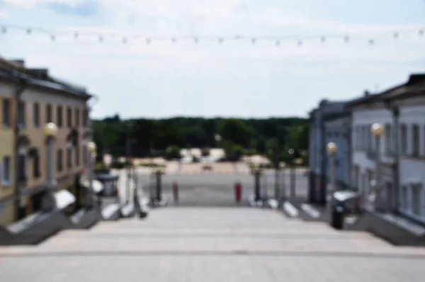 Homályos Panoráma Nem Összpontosít Lépcső Kőházak Park Város Panorámája — Stock Fotó