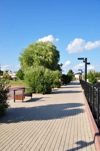 Panoramautsikt Över Vallen Desna Flodvallen Soligt Sommardag Stan Bryansk Ryssland — Stockfoto