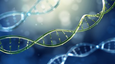 Dna molekülünün cam modeli 3D çizimi.