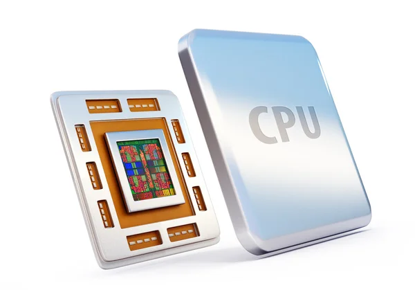 Számítógép cpu (központi folyamat egység) chip — Stock Fotó