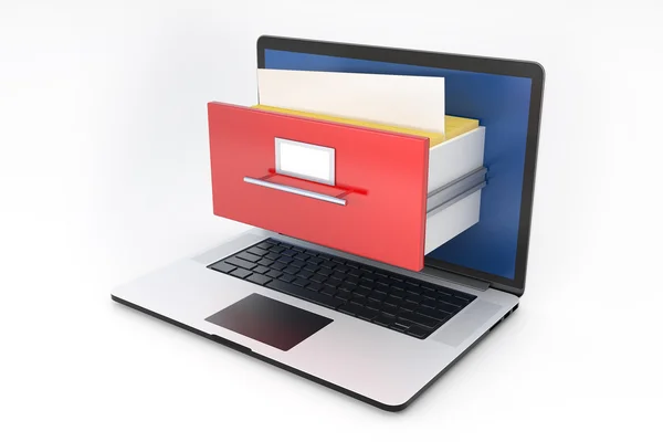 Laptop ve arşiv kutusu.