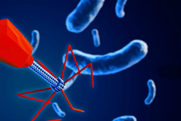 Bacteriofaag bacteriën aanvallen — Stockfoto