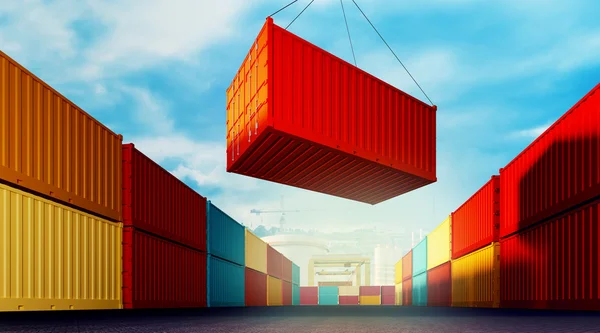 Laden container in de haven — Stockfoto