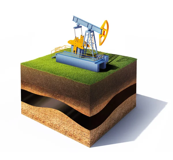 Grass and oil pump jack — Stock Photo, Image