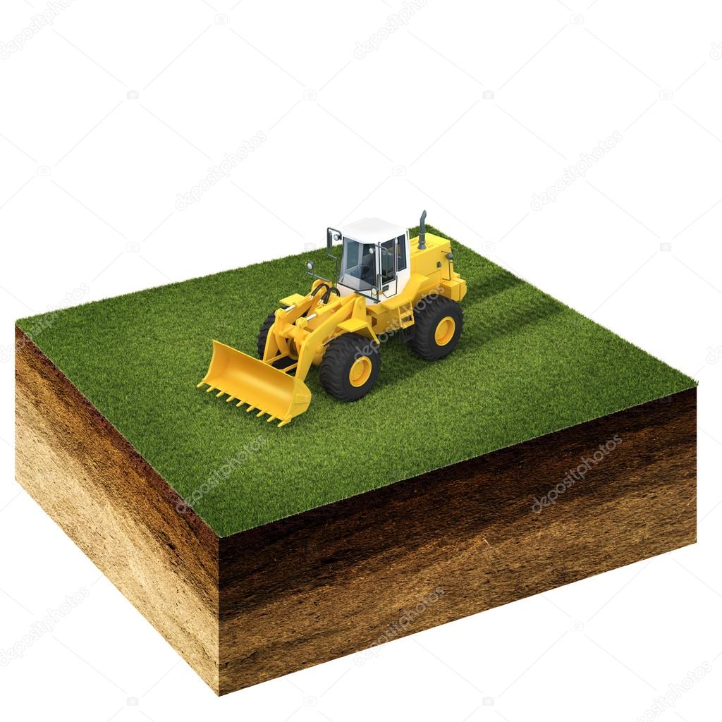 Front end loader on grass