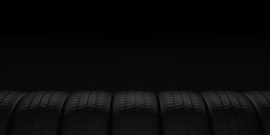 Siyah arka planda araba lastikleri