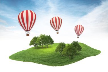 sıcak hava balonları havada yüzer