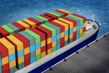 bağlantı noktası büyük yük gemisinde konteynerler