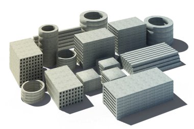 Beton öğeleri yığını