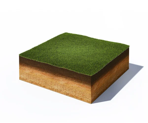 Isometric cross section of ground with grass — Stock Photo, Image