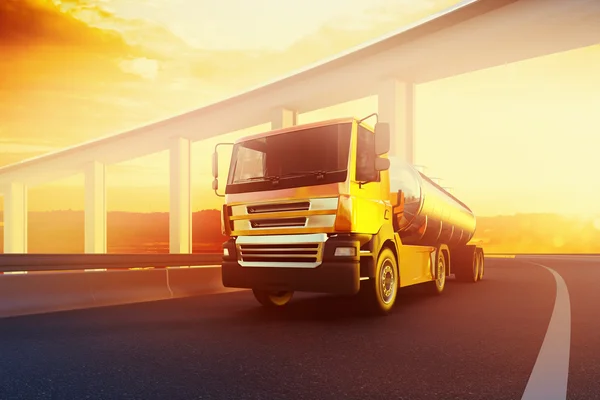 Vrachtwagen op asfalt weg snelweg — Stockfoto