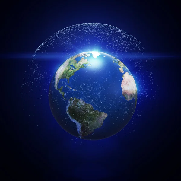 지구 디지털 다각형 메쉬 — 스톡 사진