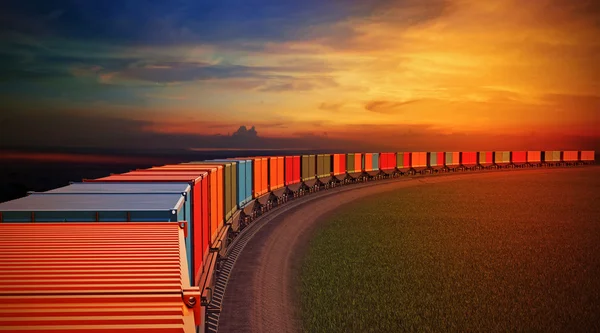 Goederentrein met containers — Stockfoto