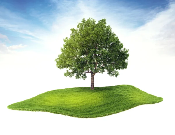 Island with tree floating in the air — Stock Photo, Image