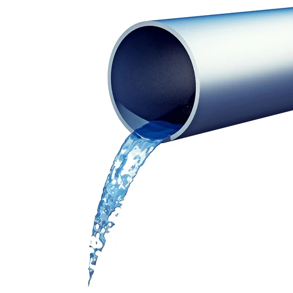 Water stems from the steel pipe — Stock Photo, Image