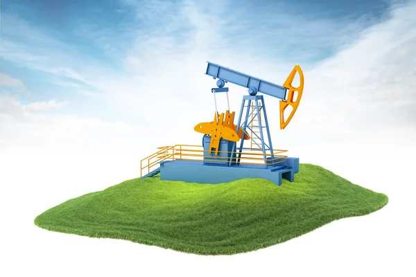 Island with pump jack floating in the air — Stock Photo, Image