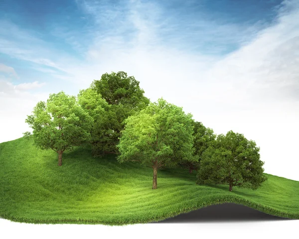 Illustration av en kulle med grove. — Stockfoto