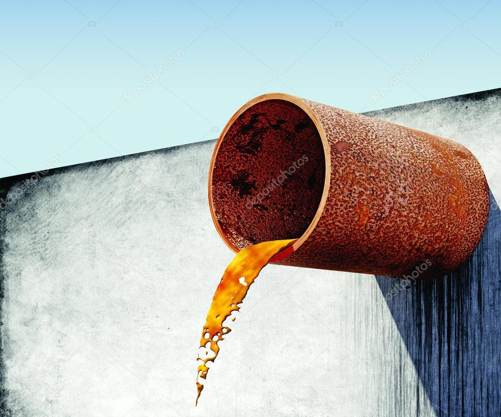 dirty water stems from the rusty pipe
