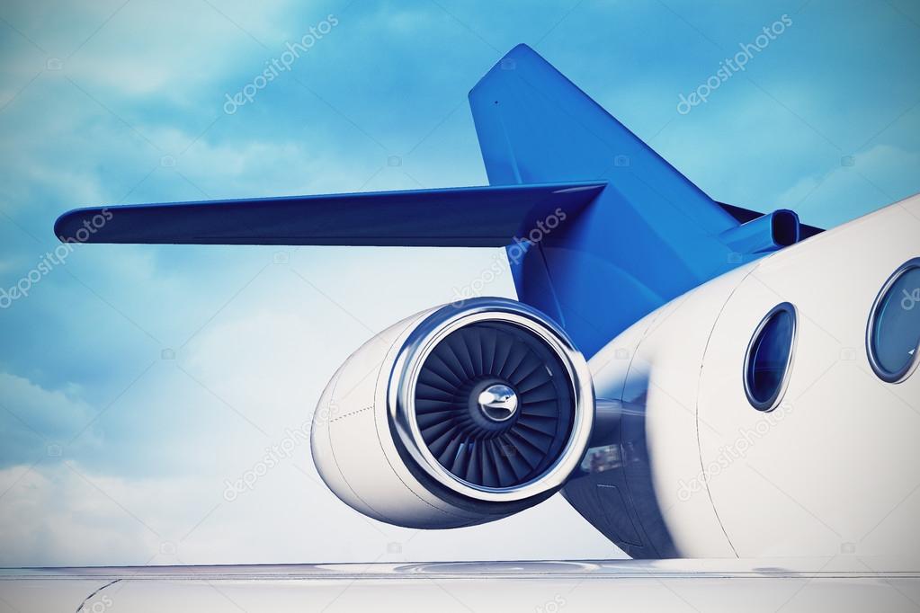 jet engine with a part of a wing