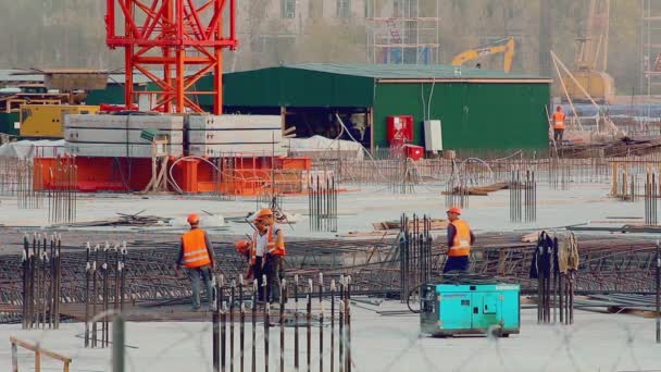 Építési telek a labdarúgó-stadion — Stock videók