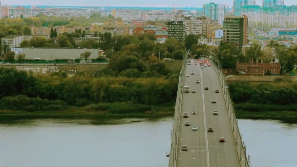 Car traffic jam on the bridge — Stock Video