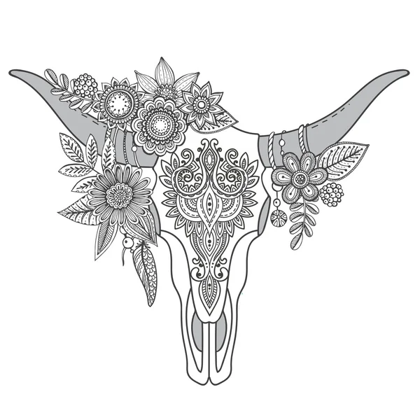 Download Decorative Indian bull skull with ethnic ornament,flowers ...