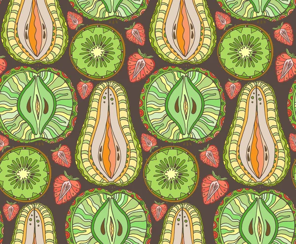 Seamless fruits pattern. Abstract background with fruits. Healthy food texture.