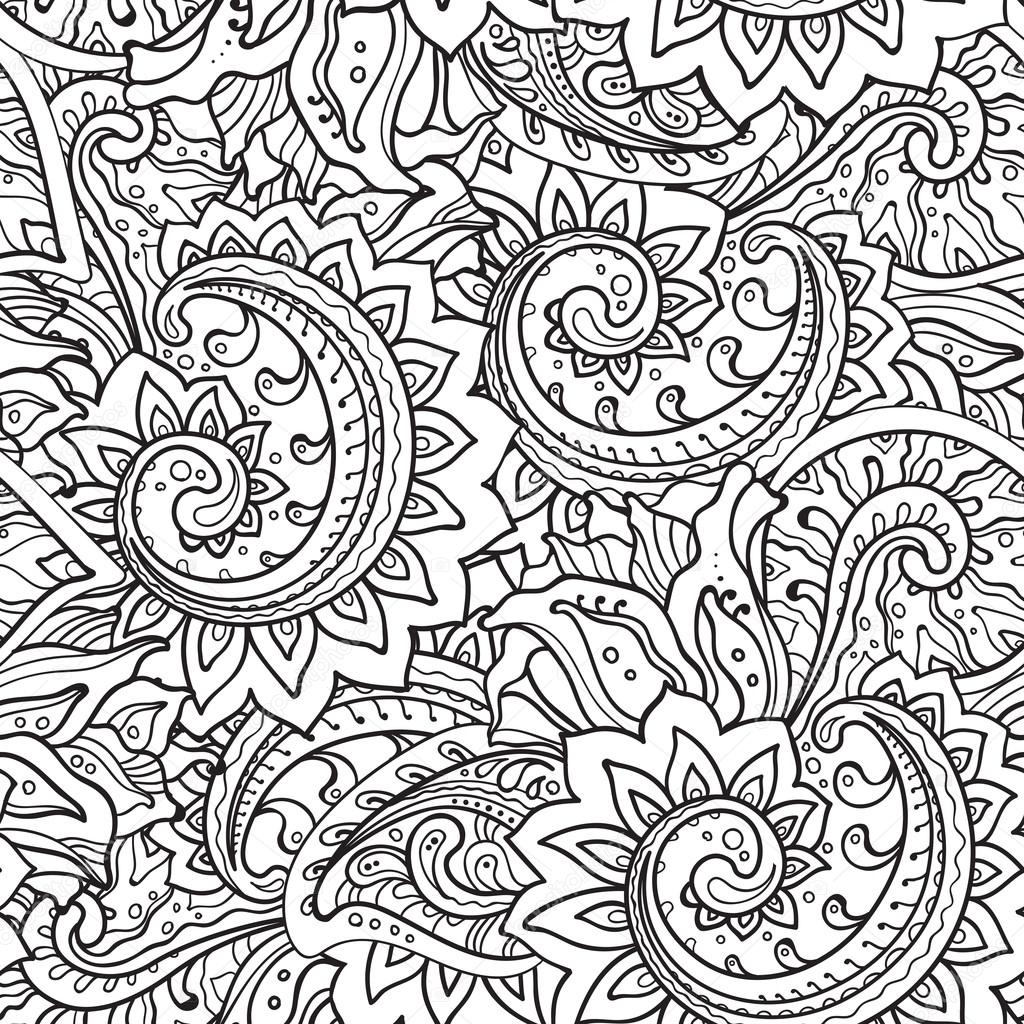 Seamless pattern with traditional vector oriental floral ornamen ...