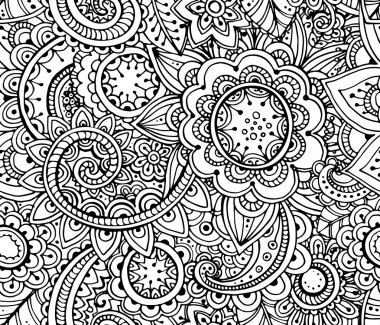 Seamless Monochrome vector Floral Pattern.