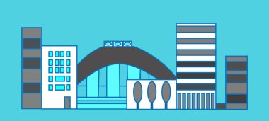 Evler ve modern kent ağaçlarda.