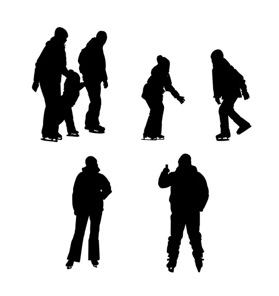 Set of silhouettes of people skating. — Stock Vector